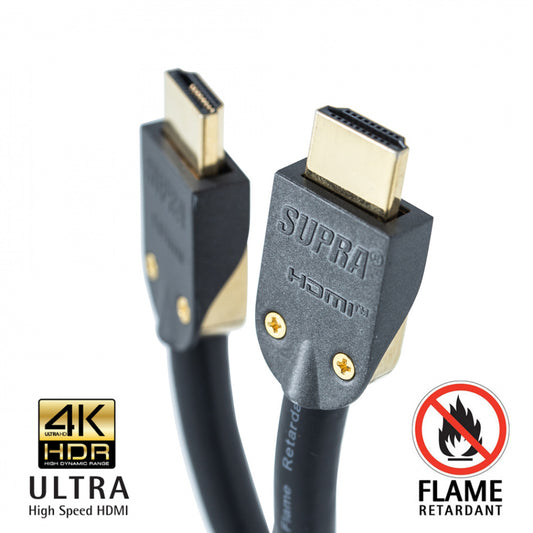 Supra HDMI 2.0 UHD4K FRHF Black (6-15M) - Flamsäker HDMI