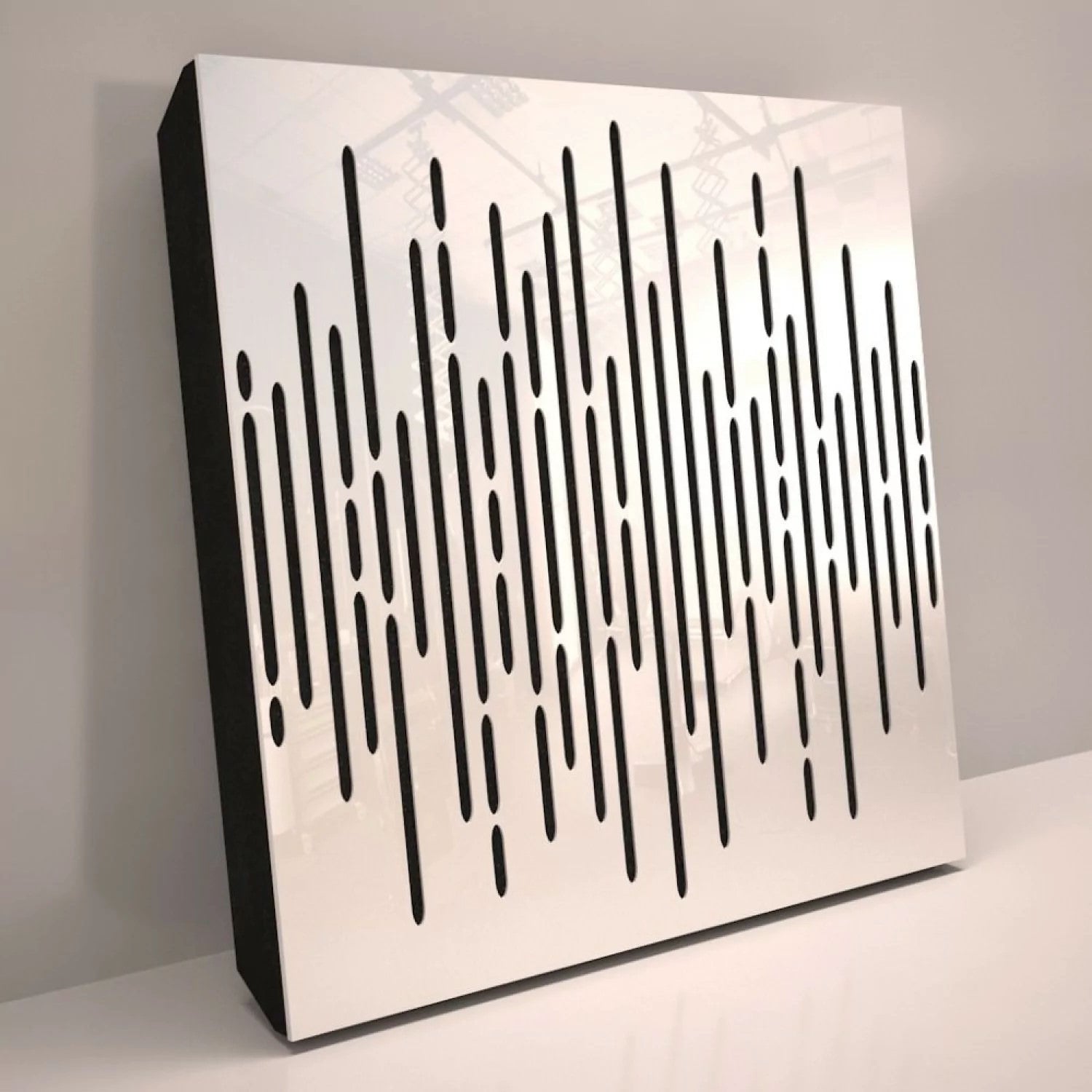 Akustikpanel 3D Wave Gloss 50x50cm - Ljudabsorbent för vägg Ljudabsorbent Vit högbank