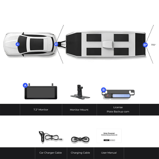AutoVox Solar 3 Ultra - Trådlös backkamera Backkamera