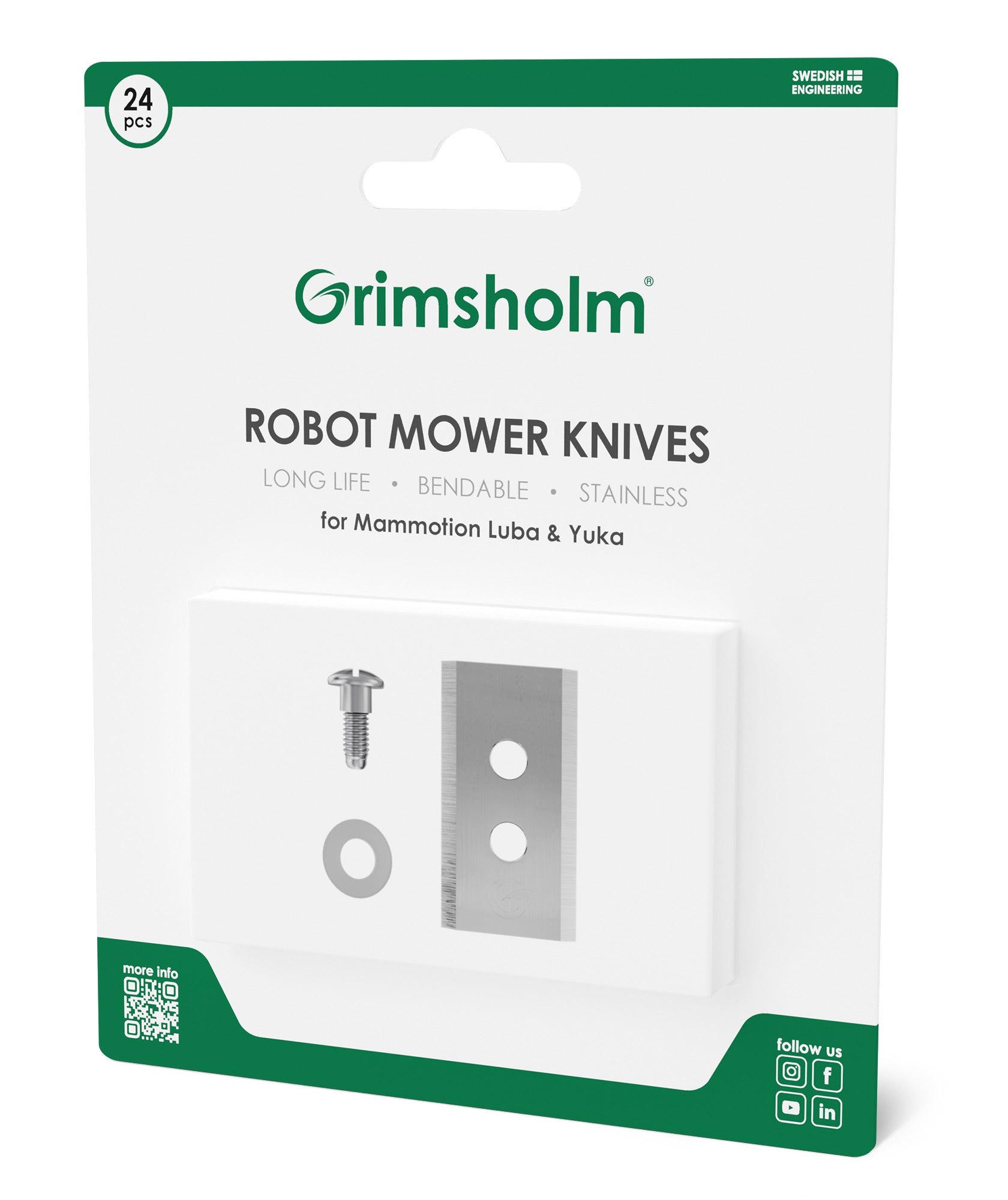 Grimsholm ersättningsblad för Luba & Yuka - 24st knivblad Robotgräsklippare tillbehör