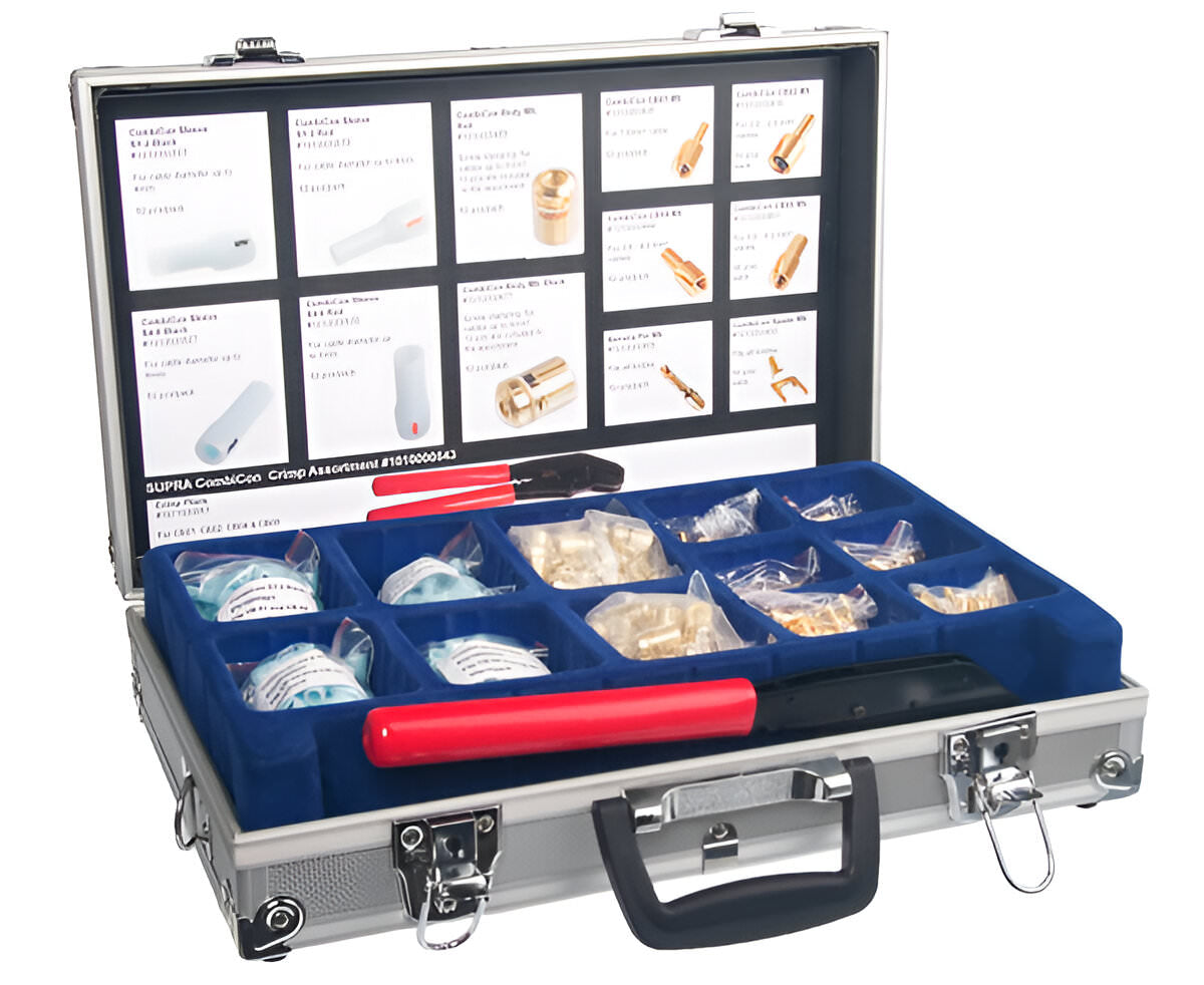 Supra CombiCon Crimp Assortment 651 Parts - Allt du behöver för att terminera högtalarkablar Crimptång med tillbehör