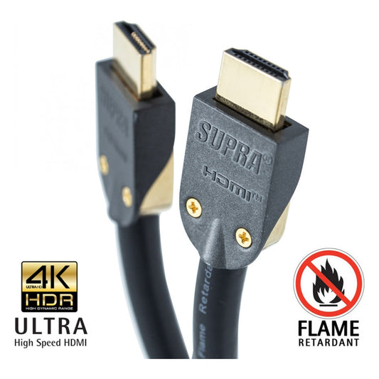 Supra HDMI 2.0 UHD4K FRHF Black (6-15M) - Flamsäker HDMI