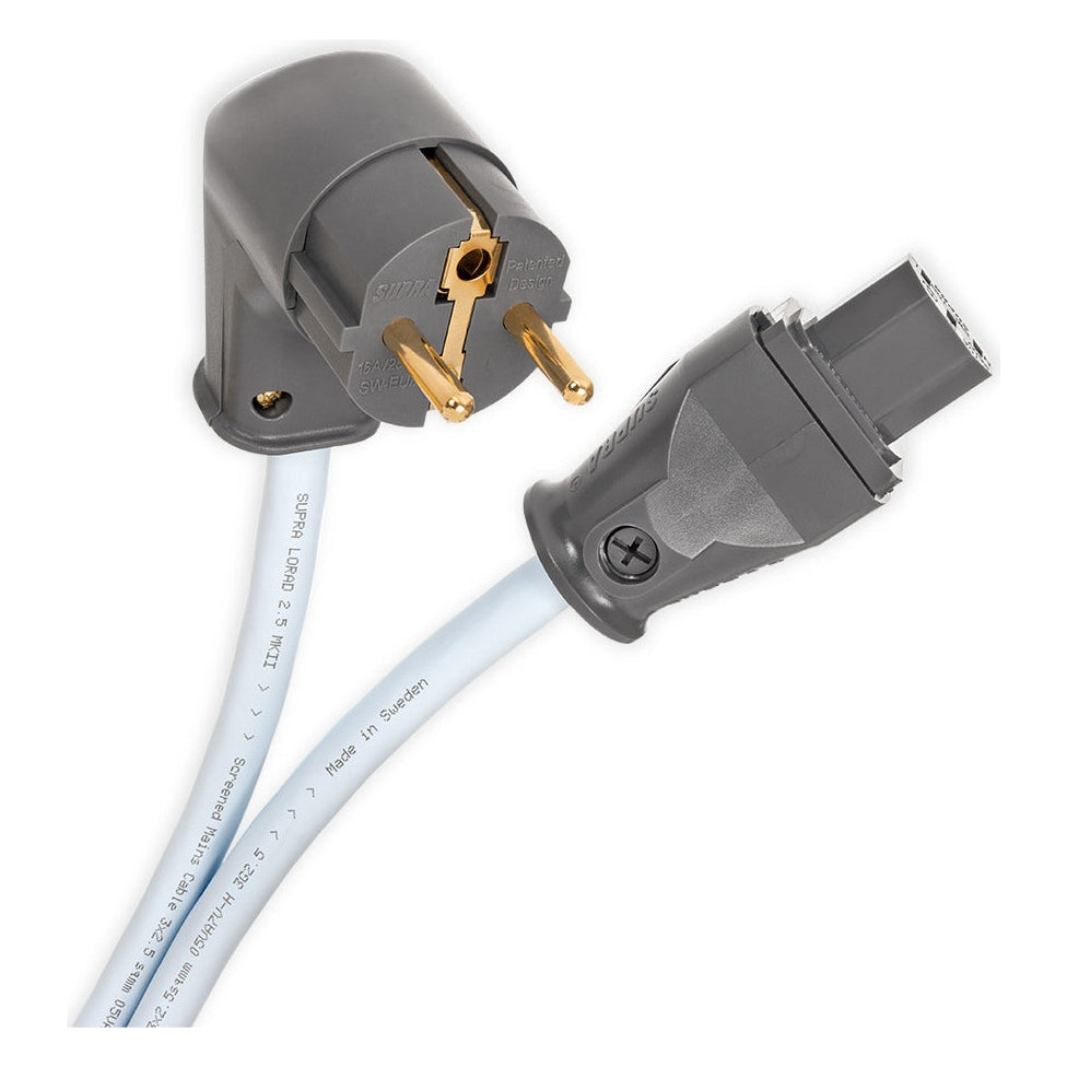 Supra LoRad 2.5 MK II CS-EU/A CEE 7/7 (vinklad) - IEC C13 Strömkabel EU-standard