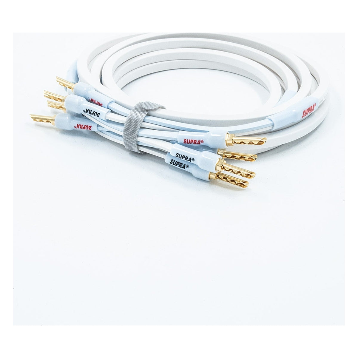 Supra Ply 2.0 CombiCon 2x2mm 2Banana - 2Banana (par) Terminerad-högtalarkabel 2 Meter Vit