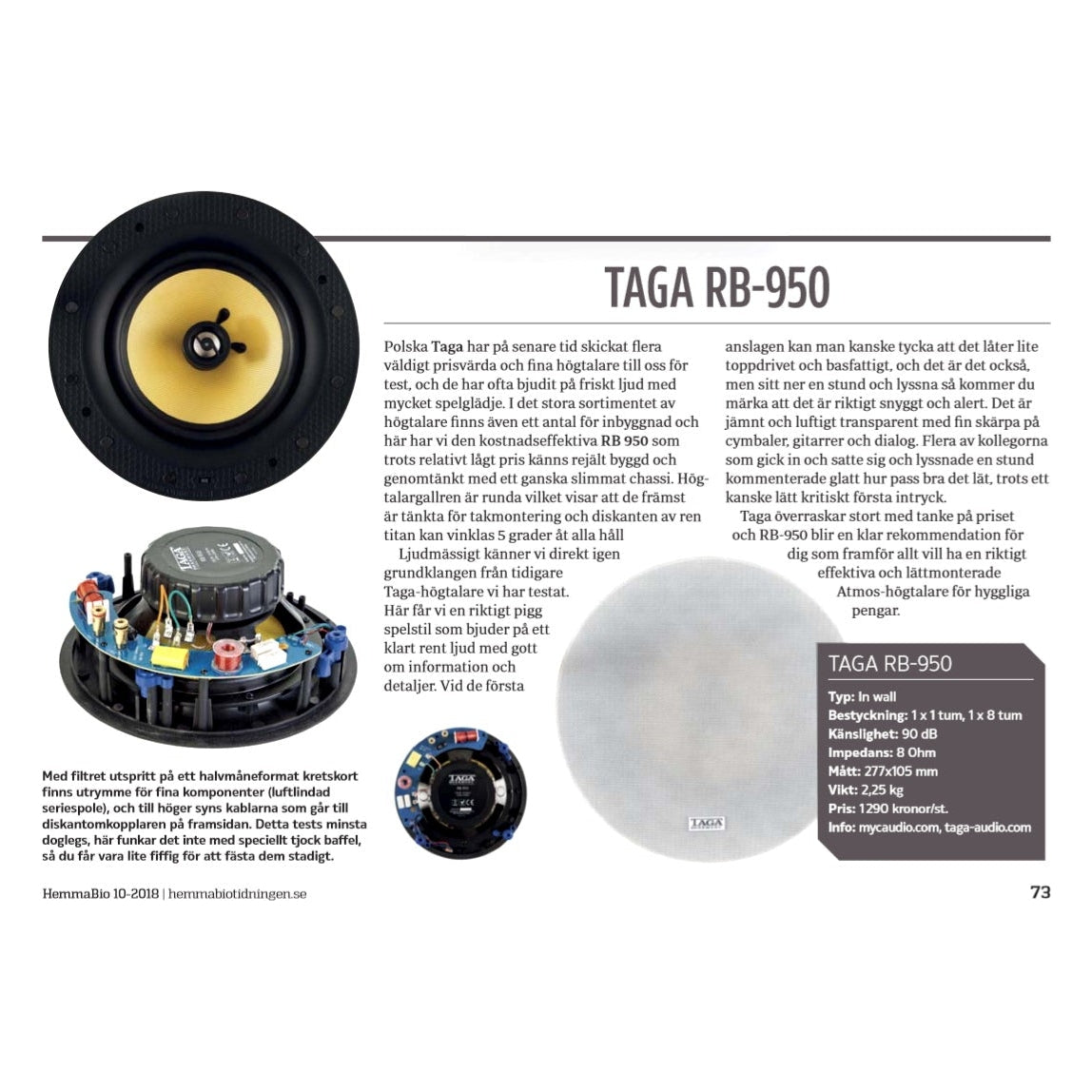 TAGA RB-950 Inbyggnadshögtalare