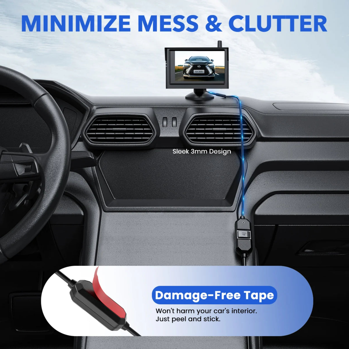 USB-laddningskabel med uppkonvertering från 5 V till 12 V – 4-polig Backkamera