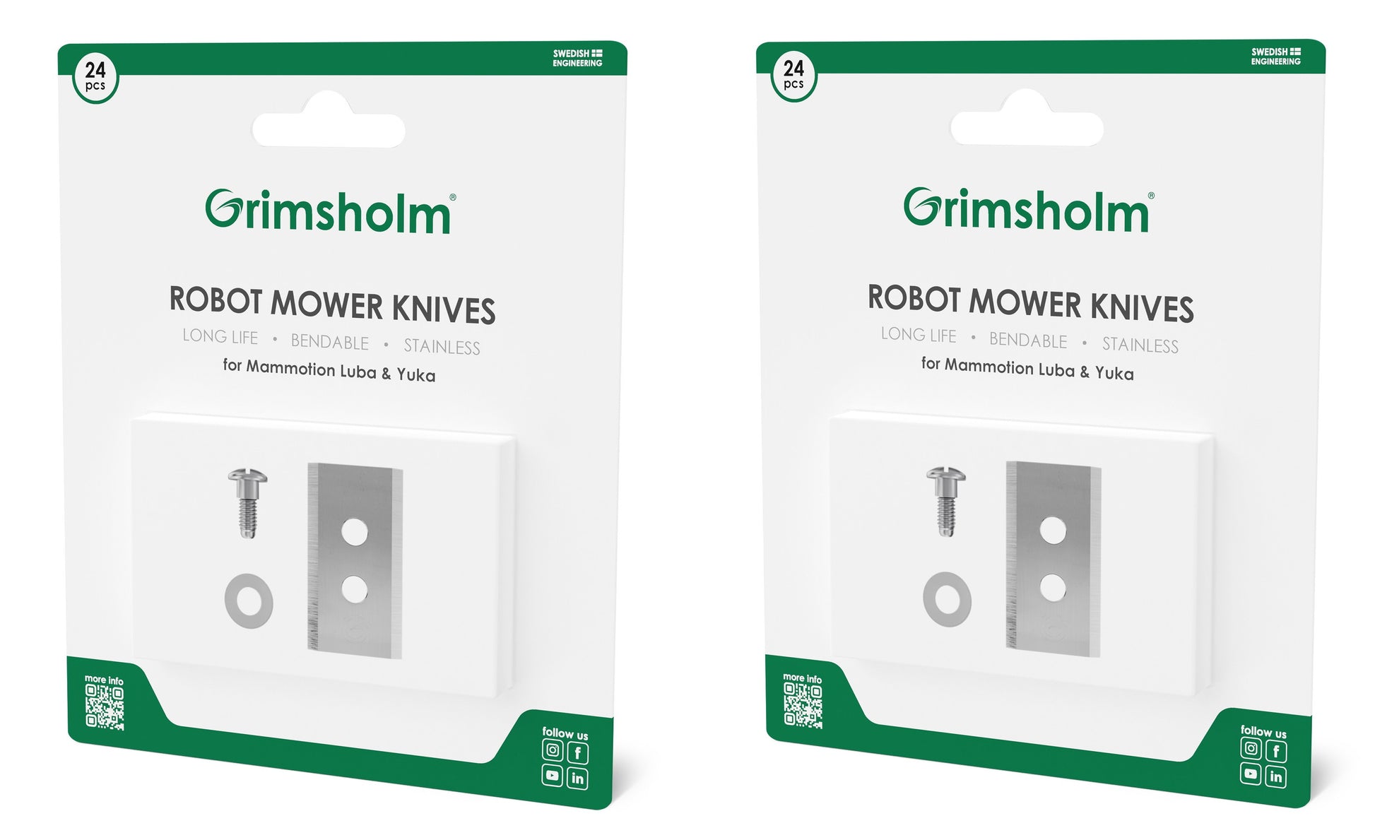 2st paket - Grimsholm 24-pack ersättningsblad för Luba & Yuka - Totalt 48st knivblad Robotgräsklippare tillbehör