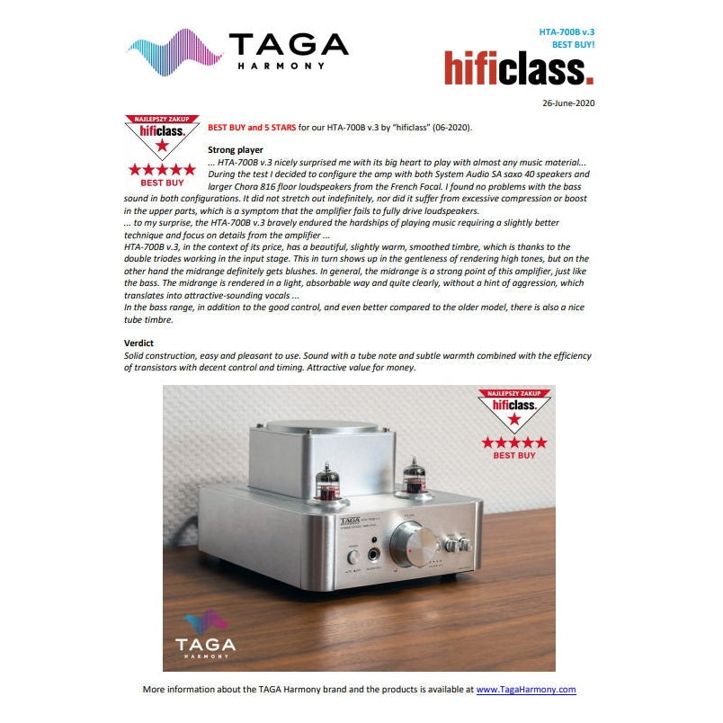 TAGA HTA-700B USB DAC V.3 - Kompakt HiFi Förstärkare Stereoförstärkare