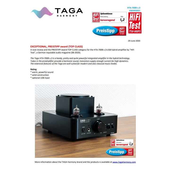 TAGA HTA-700B USB DAC V.3 - Kompakt HiFi Förstärkare Stereoförstärkare